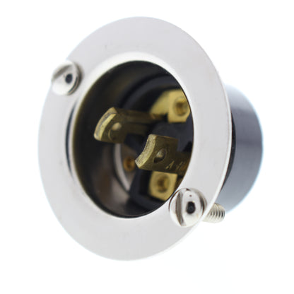 Cooper Black Industrial 15A 125V 2-Pole 2-Wire Midget Locking Flanged Inlet 7466
