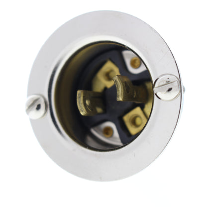 Cooper Black Industrial 15A 125V 2-Pole 2-Wire Midget Locking Flanged Inlet 7466