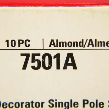 Cooper 7501A Almond Single Pole Decorator Rocker ON/OF Light Switches 15A 10pcs