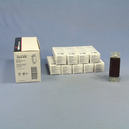 Cooper 7501B Brown Decorator Rocker Light Switch 15A Single Pole 120/277V 10pcs