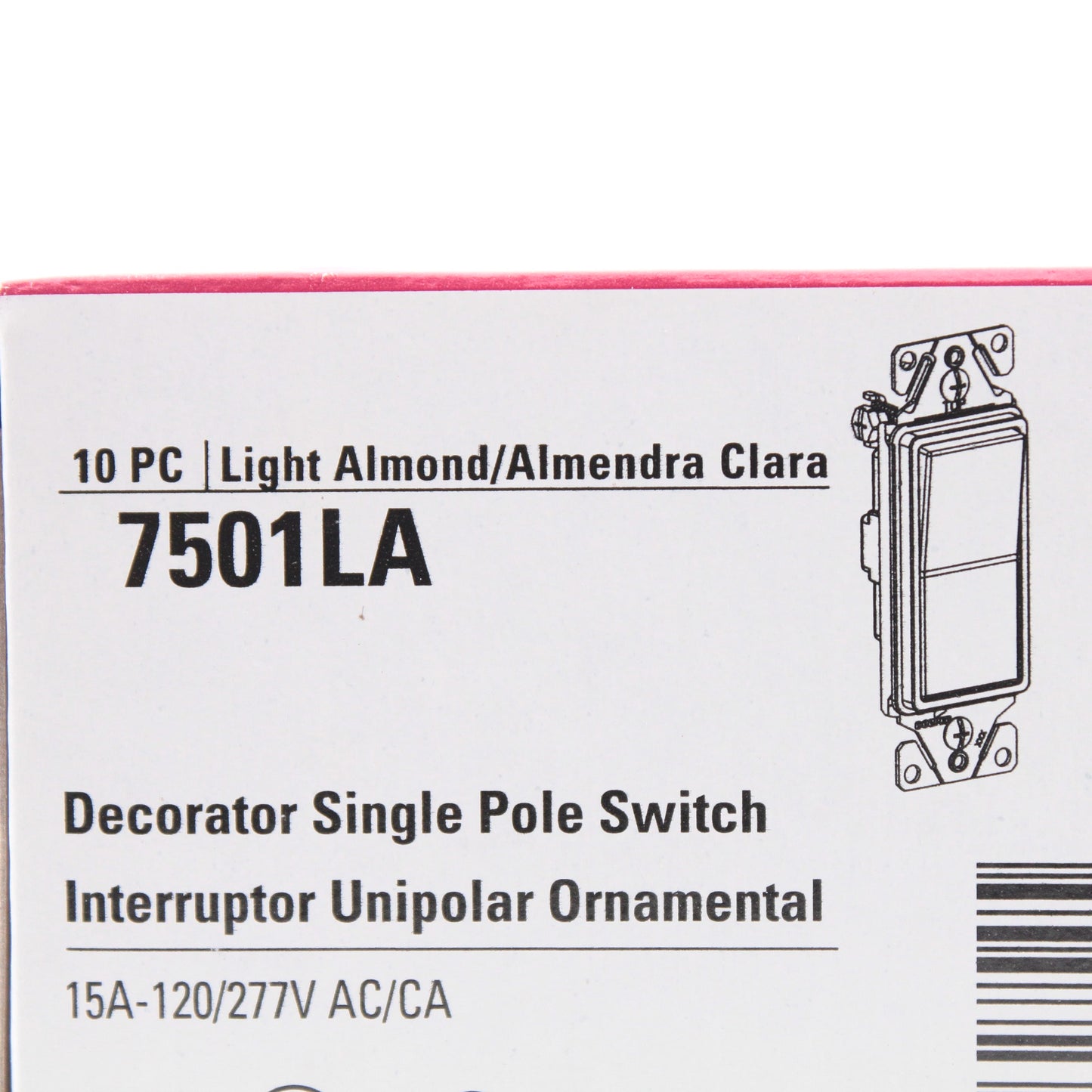 Cooper 7501LA Light Almond 15A Single Pole Decorator Rocker Light Switches 10pcs