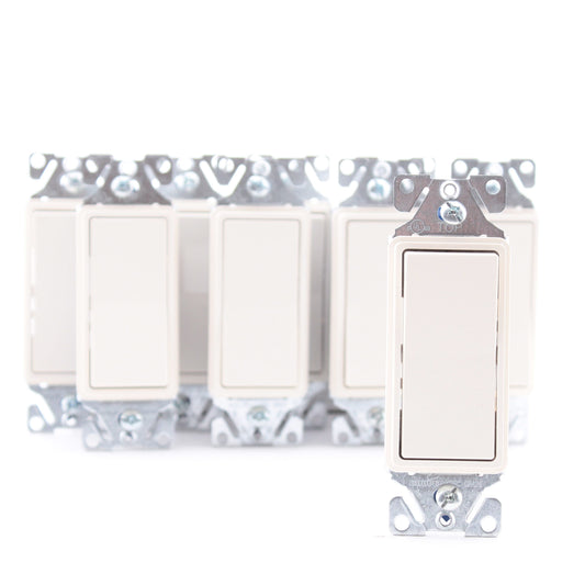 Cooper 7501LA Light Almond 15A Single Pole Decorator Rocker Light Switches 10pcs