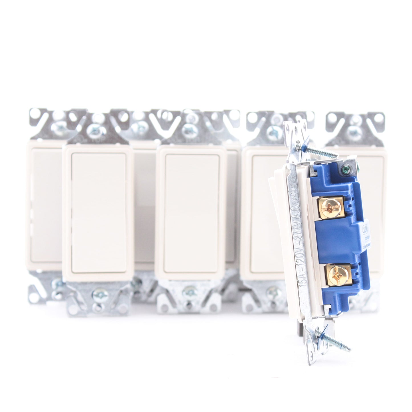 Cooper 7501LA Light Almond 15A Single Pole Decorator Rocker Light Switches 10pcs