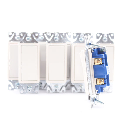 Cooper 7501LA Light Almond 15A Single Pole Decorator Rocker Light Switches 10pcs