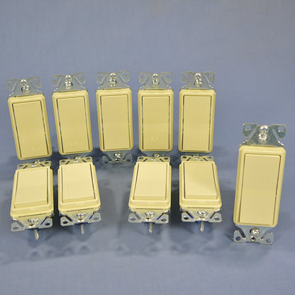 Cooper 7501V Ivory Decorator Rocker Light Switch 15A Single Pole 120/277V 10pcs