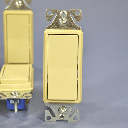 Cooper 7501V Ivory Decorator Rocker Light Switch 15A Single Pole 120/277V 10pcs