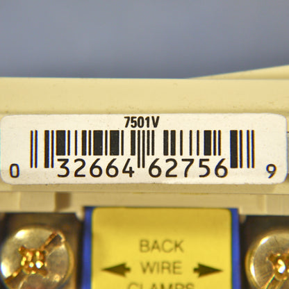 Cooper 7501V Ivory Decorator Rocker Light Switch 15A Single Pole 120/277V Bulk
