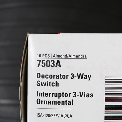 Cooper 7503A Almond Rocker Decorator 3-Way On/Off Power Wall Light Switch 10pcs
