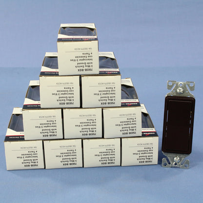 Cooper 7503B Brown Residential Decorator Rocker Wall Light Switch 3-Way 15A 10pc