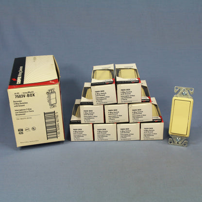 Cooper 3-Way Ivory Residential Decorator Rocker Wall Light Switch 15A 7503V 10pc