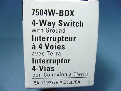 Cooper 4-WAY White Decorator Rocker Wall Light Switch Control 15A 120/277V 7504W