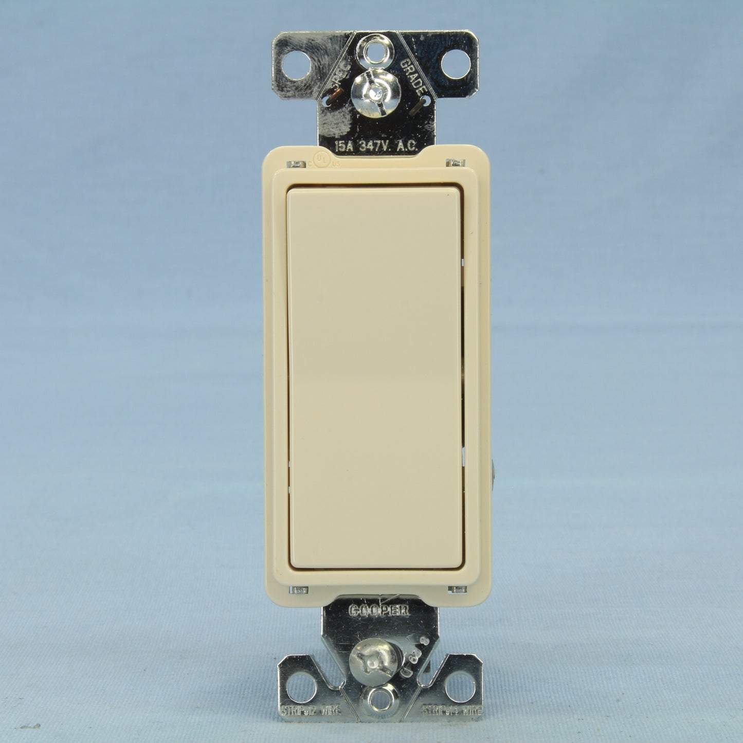 Cooper 7601-347A Almond Commercial Decorator Single Pole Rocker Switch 15A 347V