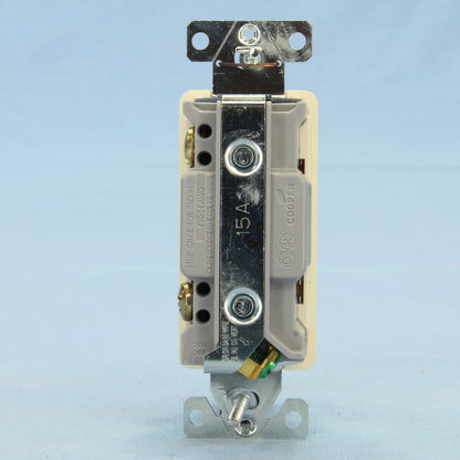 Cooper 7601-347A Almond Commercial Decorator Single Pole Rocker Switch 15A 347V