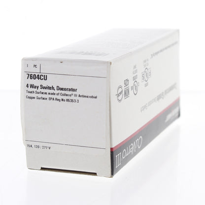Cooper 7604CU Antimicrobial CuVerro Copper Touch Decorator 4-Way Switch 15A