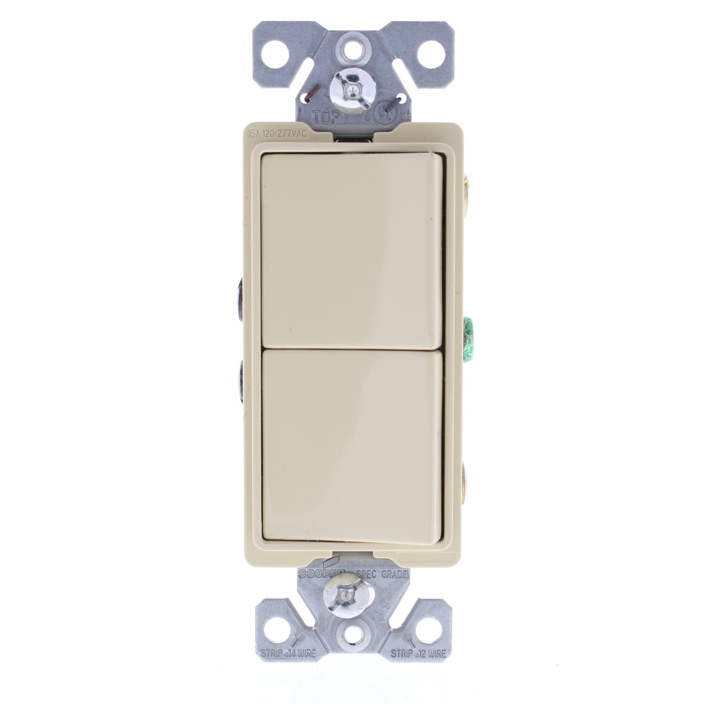 Cooper Combination Decorator Ivory Dual Rocker Light Switch Duplex 15A 7728V-SP