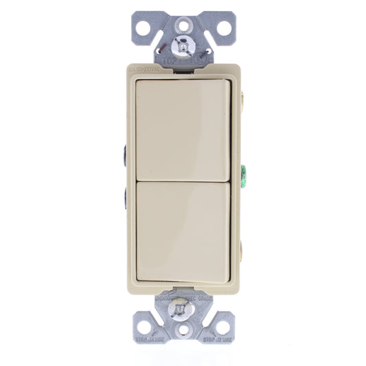 Cooper Combination Decorator Ivory Dual Rocker Light Switch Duplex 15A 7728V-SP