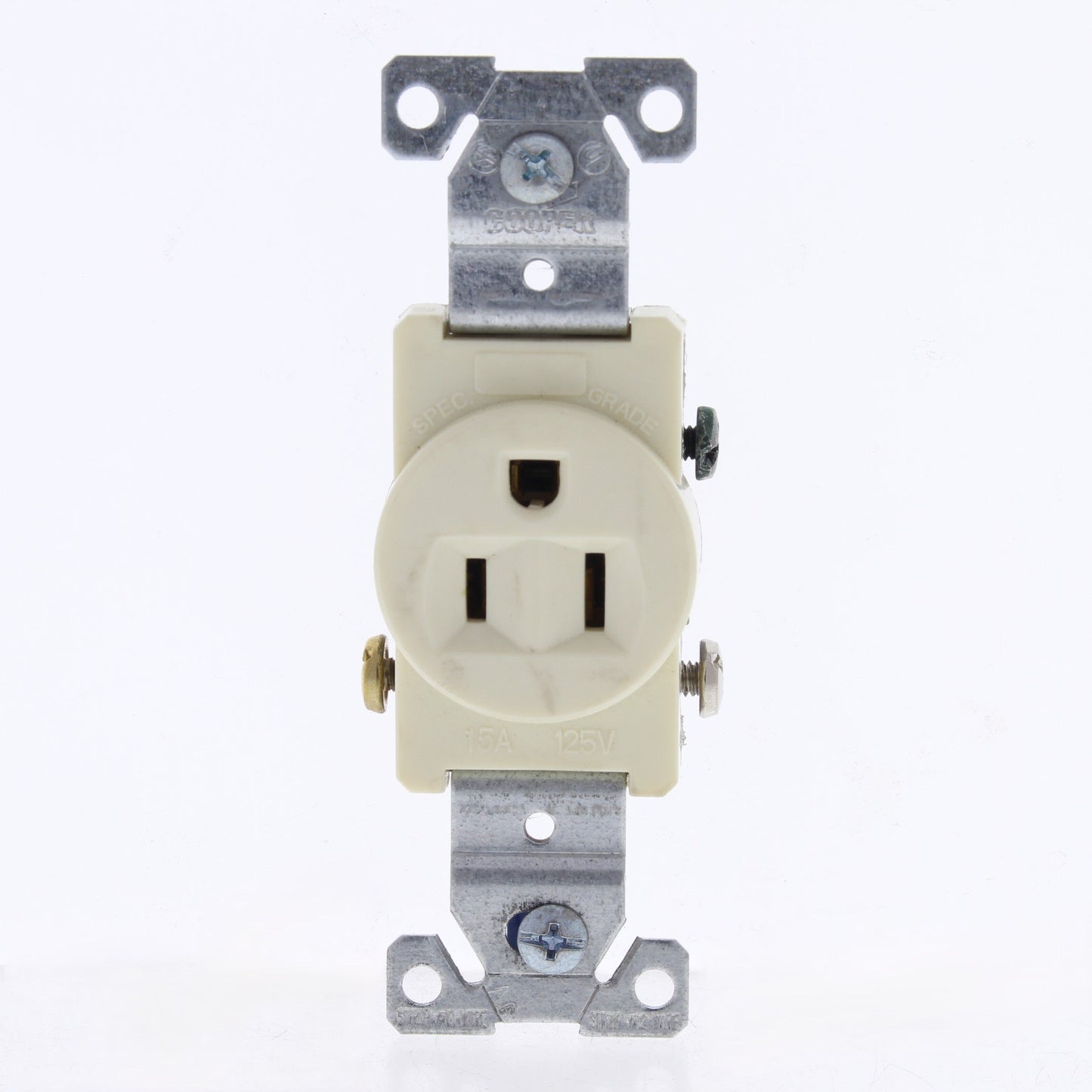 Cooper 817A Almond Commercial Single Outlet Straight Blade Receptacle 5-15R 15A