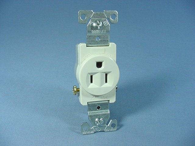 Cooper 817LA Lt Almond 15A Single Outlet Straight Blade Receptacle Commercial