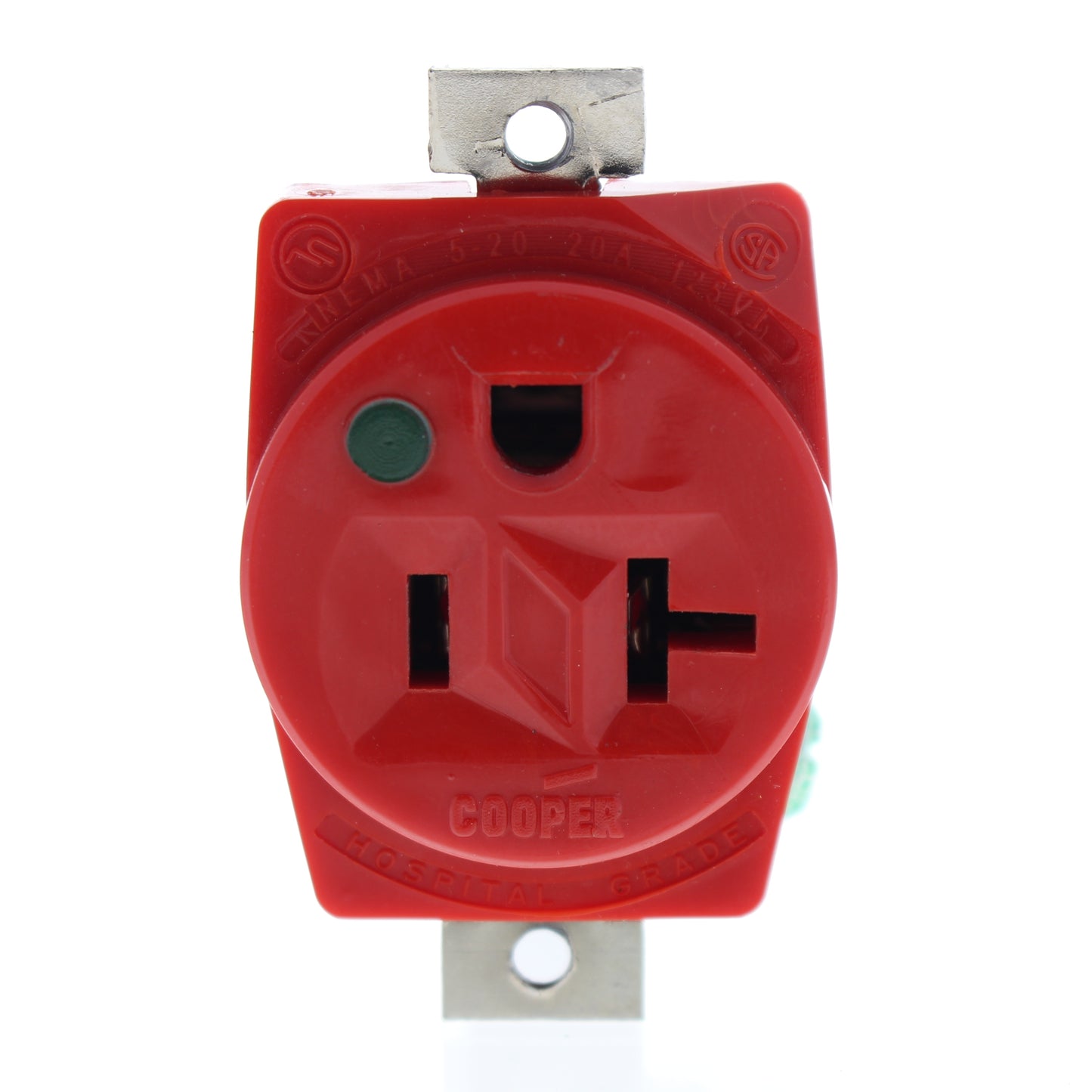 Cooper 8310MRD Red Hospital Straight Blade Single Outlet 5-20R 20A Short Strap