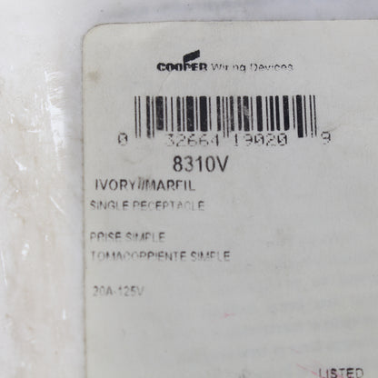 Cooper Ivory Hospital Straight Blade Single Receptacle Outlet 5-20R 20A 8310V