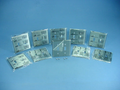 10 Cooper Non-Mag Stainless Steel 2-Gang Toggle Switch Cover Wallplate 93072