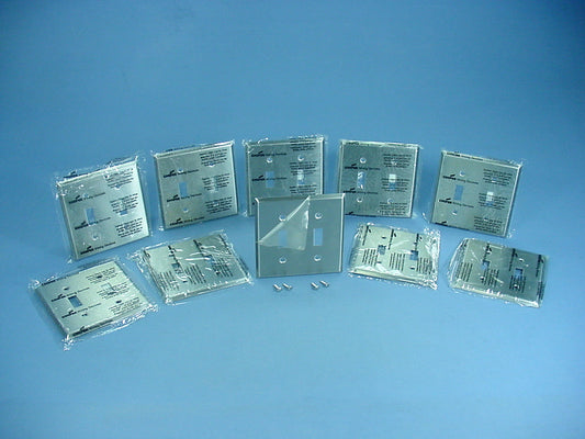 10 Cooper Non-Mag Stainless Steel 2-Gang Toggle Switch Cover Wallplate 93072