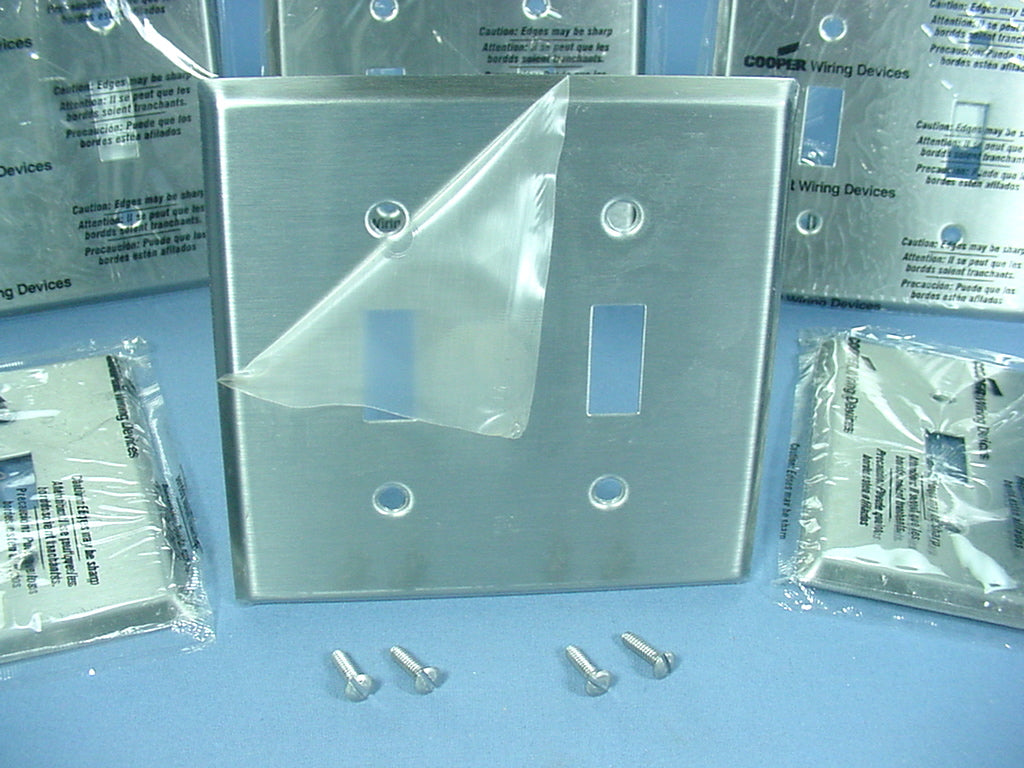 10 Cooper Non-Mag Stainless Steel 2-Gang Toggle Switch Cover Wallplate 93072