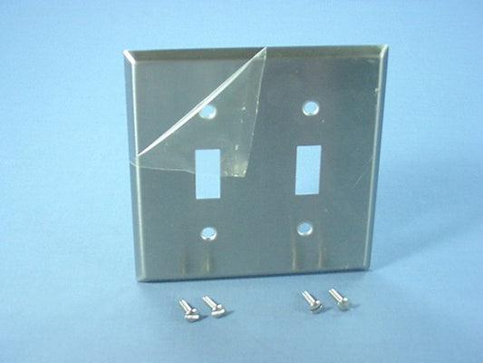 Cooper 93072 Non-Magnetic Stainless Steel 2-Gang Toggle Switch Cover Wallplate
