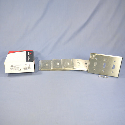 Cooper 93073 Non-Magnetic Stainless Steel 3-Gang Toggle Switch Wallplates 5-Pack