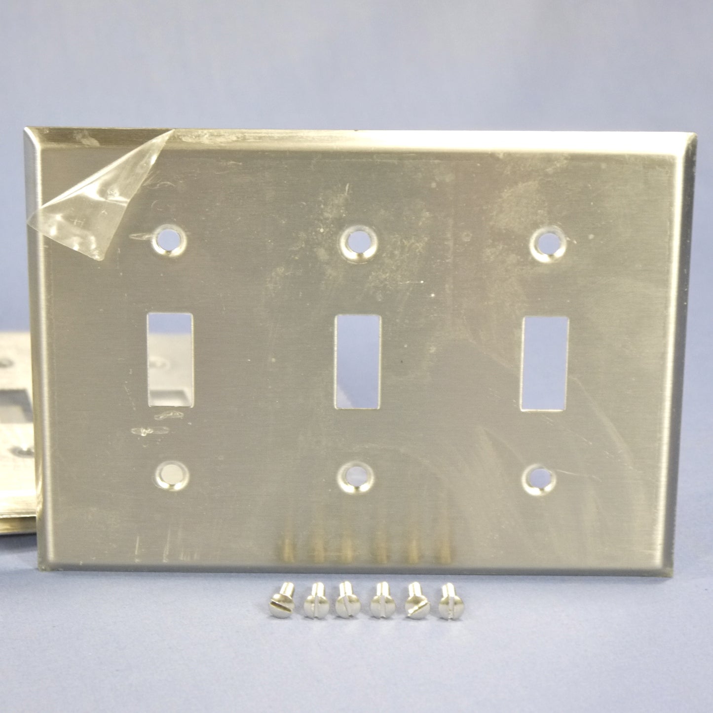 Cooper 93073 Non-Magnetic Stainless Steel 3-Gang Toggle Switch Wallplates 5-Pack