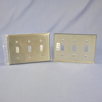 Cooper 93073 Non-Magnetic Stainless Steel 3-Gang Toggle Switch Wallplates 5-Pack