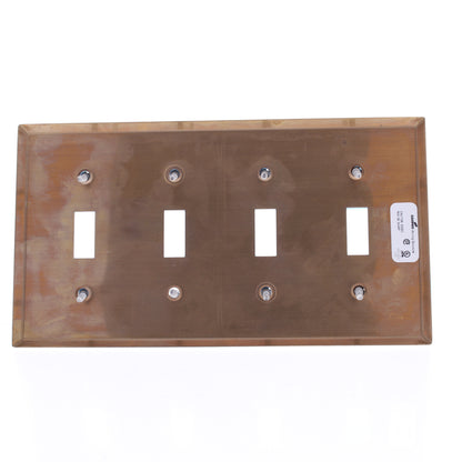 Cooper 93074CUR Copper 4-Gang Toggle Switch CuVerro Antimicrobial Wallplate