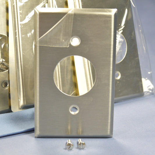 100 Cooper Stainless Steel Receptacle Wallplate Single Outlet Covers 1.40" 93091