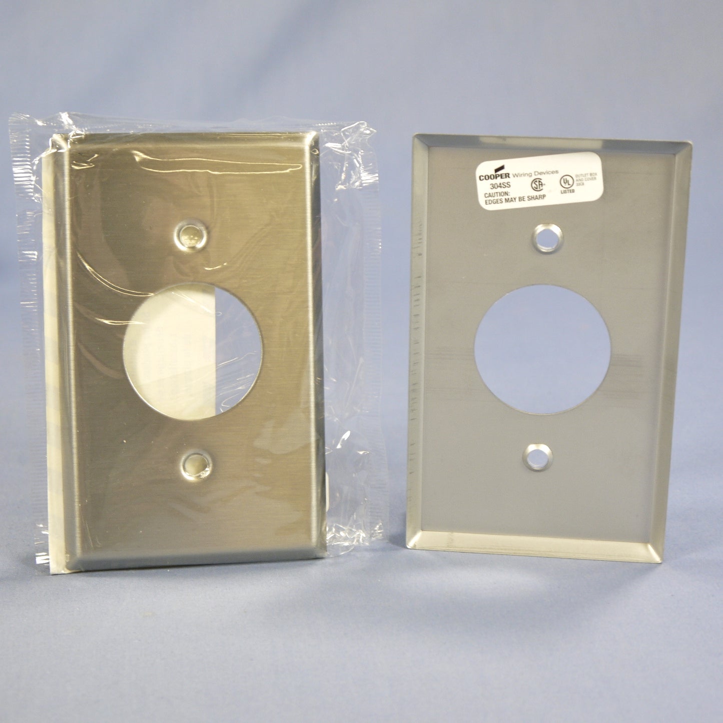100 Cooper Stainless Steel Receptacle Wallplate Single Outlet Covers 1.40" 93091