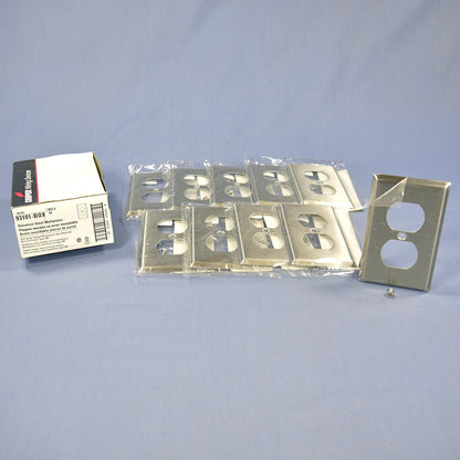 10 Cooper Stainless Steel 1-Gang Receptacle Duplex Outlet Cover Wallplates 93101