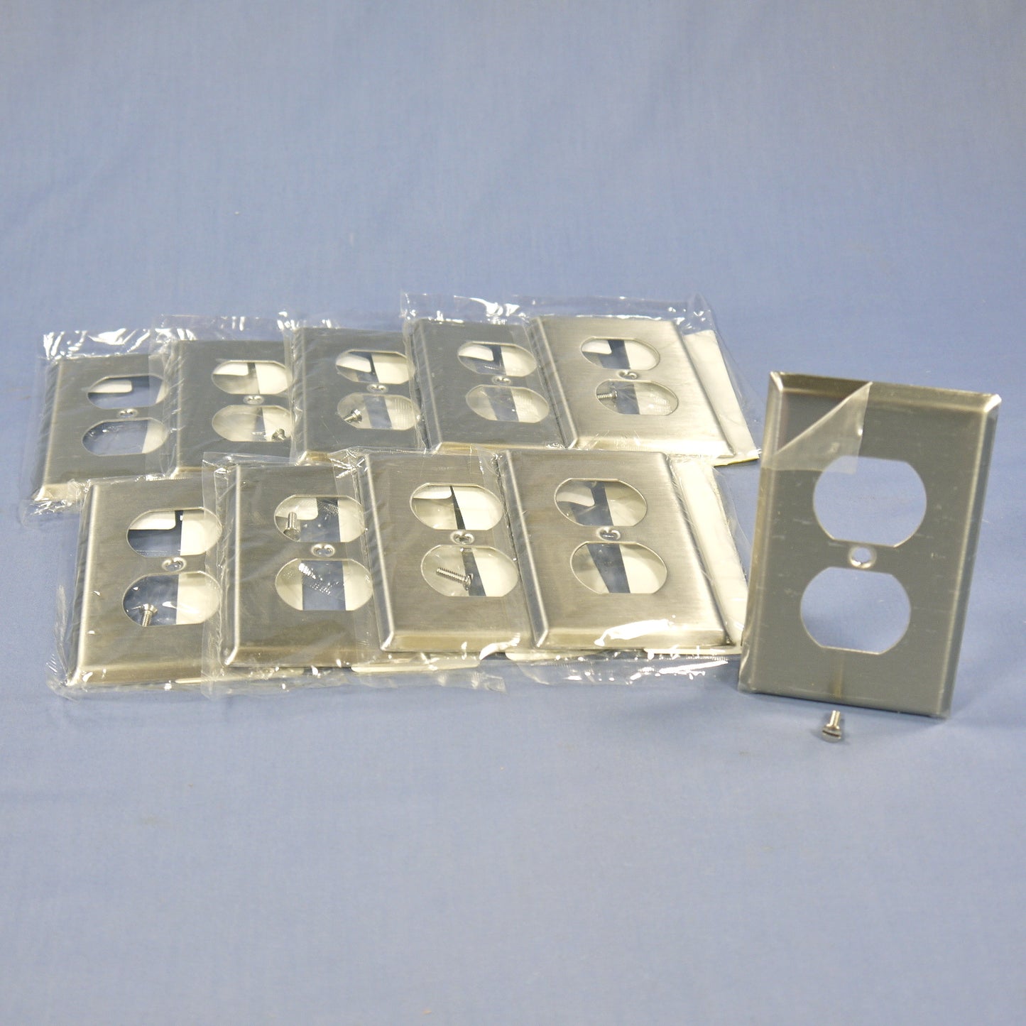 10 Cooper Stainless Steel 1-Gang Receptacle Duplex Outlet Cover Wallplates 93101