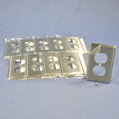 10 Cooper Stainless Steel 1-Gang Receptacle Duplex Outlet Cover Wallplates 93101