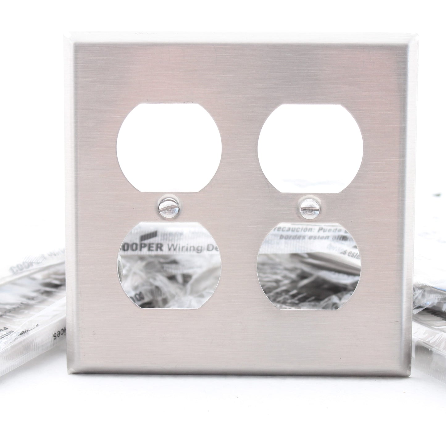 Cooper 93102 Stainless Steel 2-Gang Duplex Receptacle Outlet Wallplates 10-Pack
