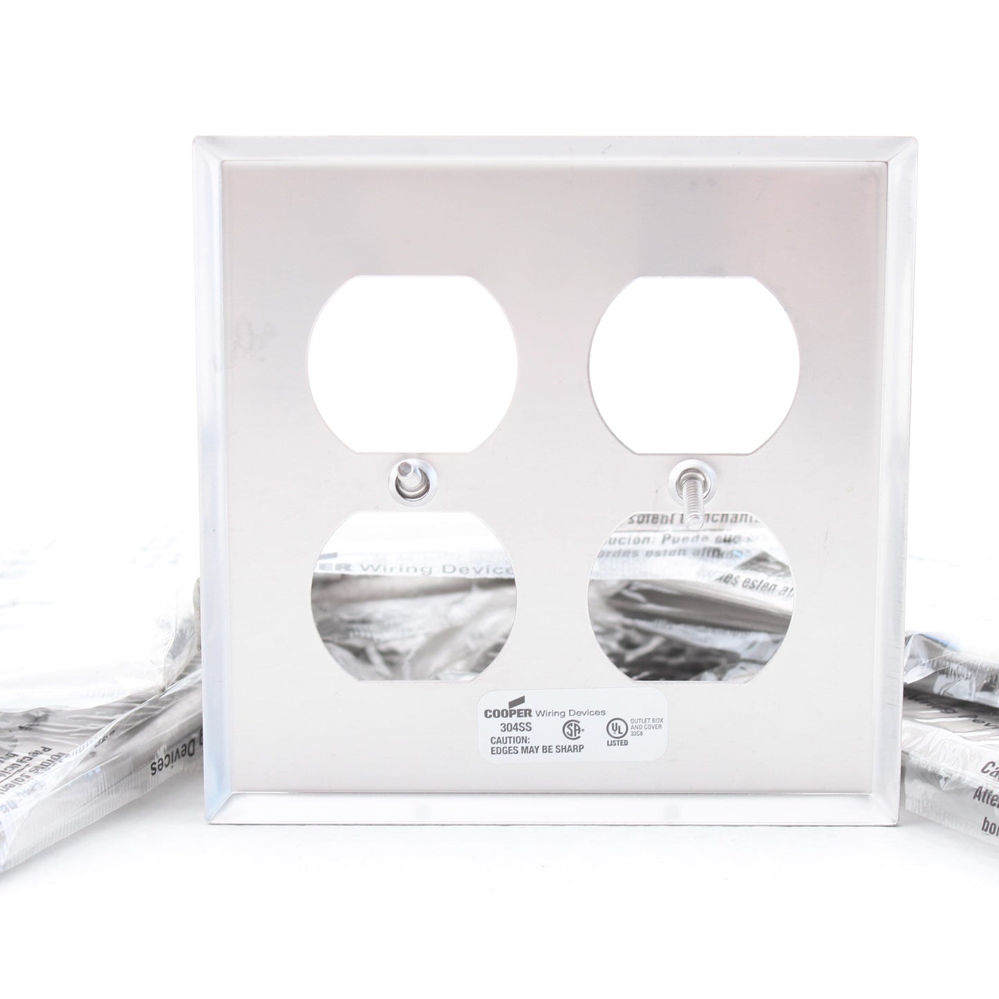 Cooper 93102 Stainless Steel 2-Gang Duplex Receptacle Outlet Wallplates 10-Pack