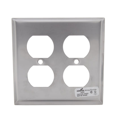 Cooper 93102 Stainless Steel 2-Gang Duplex Receptacle Outlet Wallplates 10-Pack