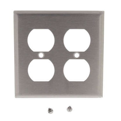 Cooper 93102 Stainless Steel Duplex Receptacle 2-Gang Wallplate Outlet Cover
