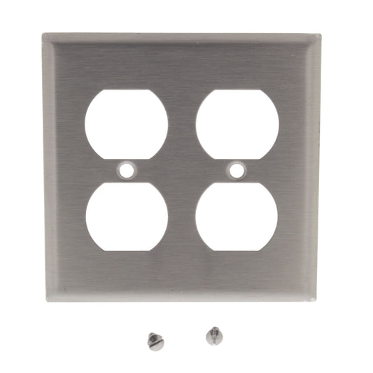 Cooper 93102 Stainless Steel Duplex Receptacle 2-Gang Wallplate Outlet Cover