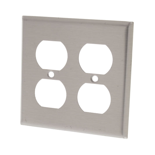 Cooper 93102 Stainless Steel Duplex Receptacle 2-Gang Wallplate Outlet Cover