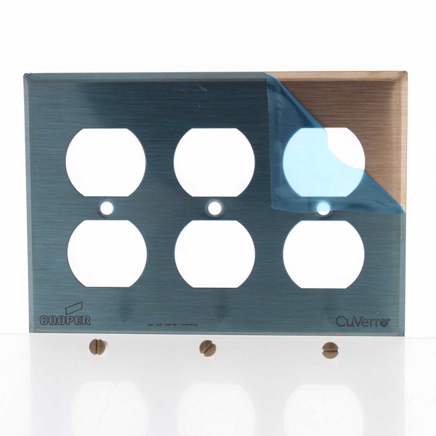 Cooper 93103CU Copper 3-Gang Duplex Outlet CuVerro Antimicrobial Wallplate Cover