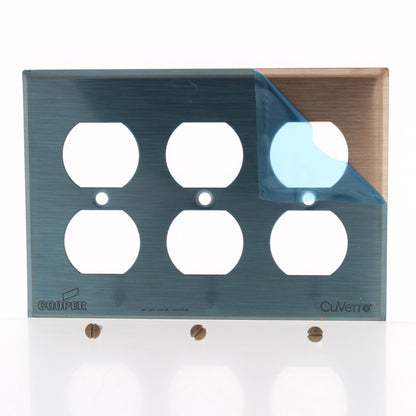 Cooper 93103CU Copper 3-Gang Duplex Outlet CuVerro Antimicrobial Wallplate Cover