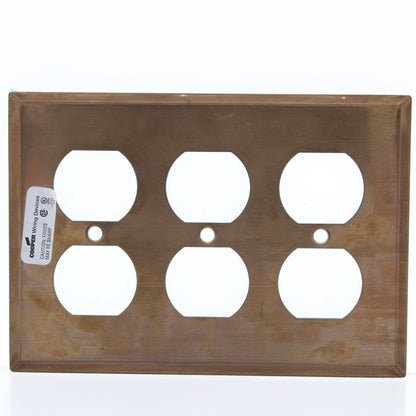 Cooper 93103CU Copper 3-Gang Duplex Outlet CuVerro Antimicrobial Wallplate Cover