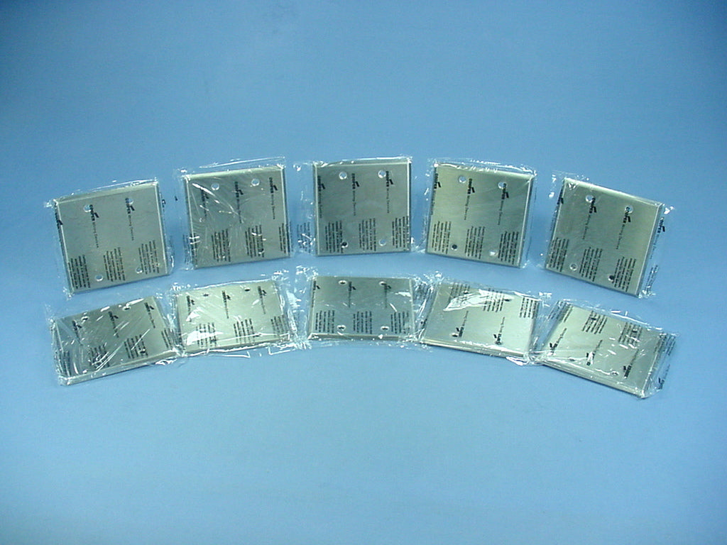 10 Cooper 2-Gang Non-Magnetic Stainless Steel Blank Cover Flush Wallplates 93152