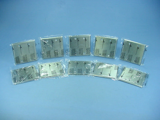 10 Cooper 2-Gang Non-Magnetic Stainless Steel Blank Cover Flush Wallplates 93152