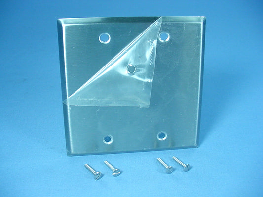 Cooper 2-Gang Type 302 Non-Magnetic Stainless Steel Blank Cover Wall Plate 93152