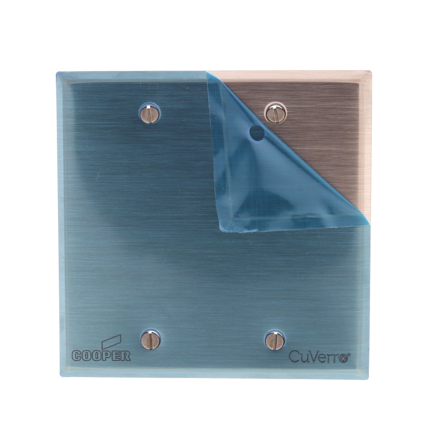 Cooper 93152CUR Copper 2-Gang Blank CuVerro Antimicrobial Wallplate Box Mount